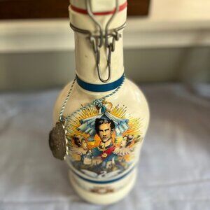 Vintage Bavarian Porcelain Beer Growler "150th Birthday King Ludwig II" w/medal